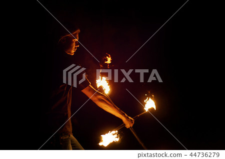 Fire show. Dance with Staff Fire show. Dance with Staff 44736279