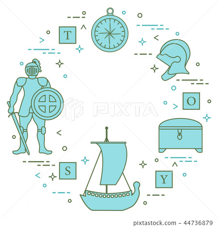 Knight, shield, sword, helmets, ship and other Knight, shield, sword, helmets, ship and other 44736879