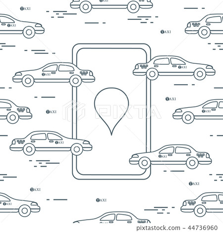 Taxi pattern with taxi mobile app Taxi pattern with taxi mobile app 44736960