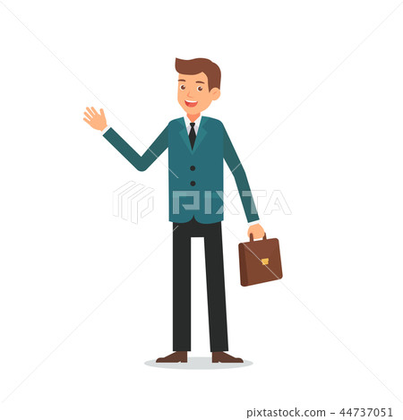 Businessman character cartoon greeting Businessman character cartoon greeting 44737051
