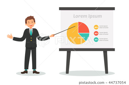 Businessman pointing on the graph on flipchart Businessman pointing on the graph on flipchart 44737054