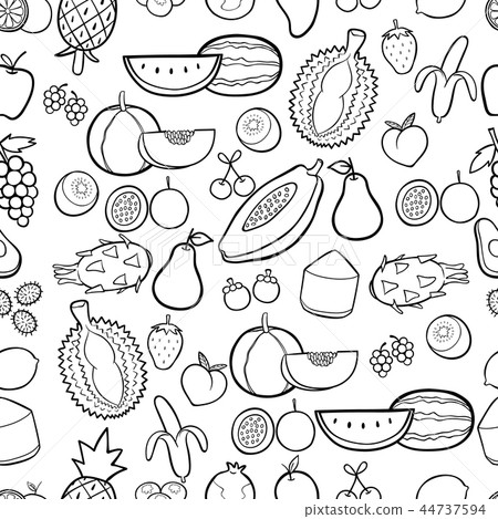 Fruit in hand drawn seamless pattern background 44737594