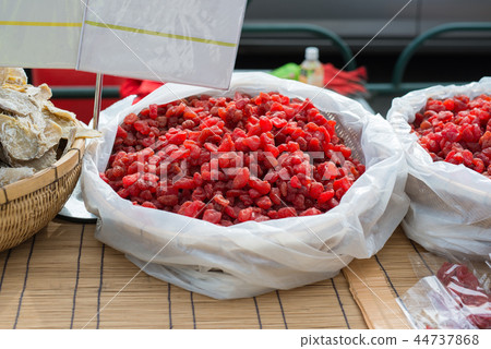 Dried fruits on display at a japanese market 44737868