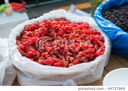Dried fruits on display at a japanese market 44737869