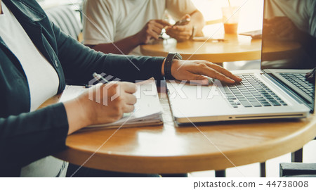 Businessman working with document and laptop. Businessman working with document and laptop. 44738008