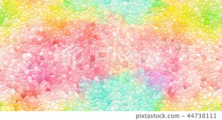 鮮豔細緻的彩色幾何馬賽克磚特寫材質紋理背景，正視圖（無縫接圖，高分辨率 3D CG 渲染∕著色插圖） 44738111