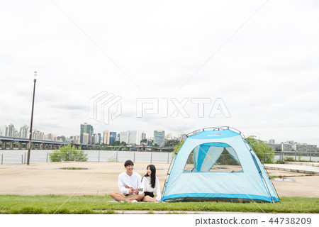 漢江約會，情侶，漢江公園，帳篷 44738209