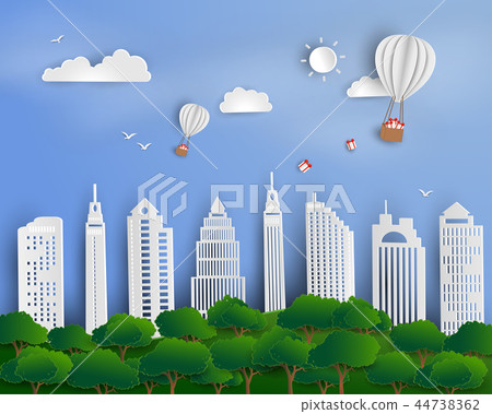 Paper art scene abstract background Paper art scene abstract background 44738362