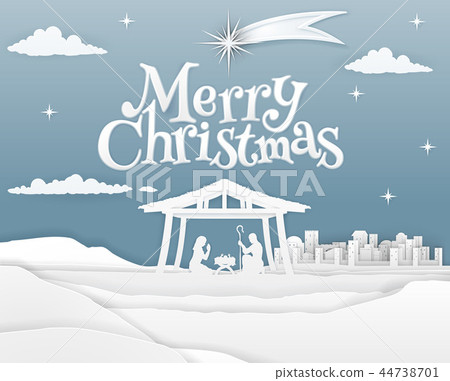 Nativity Merry Christmas Paper Scene 44738701