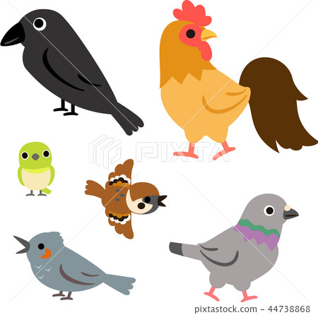 Familiar birds illustration set 44738868