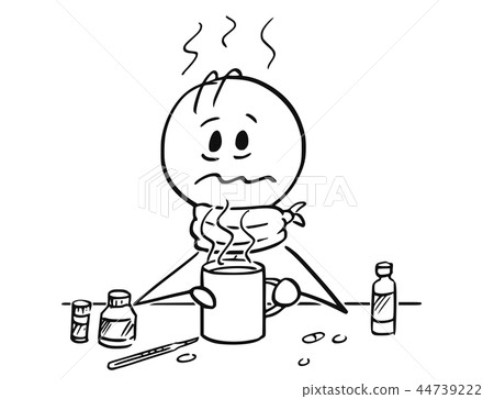 Cartoon of Sick Man With Influenza and Fever... - Stock Illustration  [44739222] - PIXTA