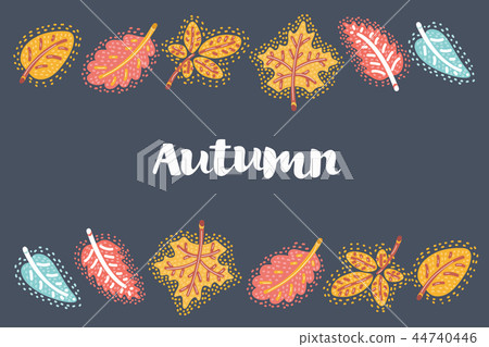 Autumn leaves frame on dark background - Stock Illustration [44740446 ...