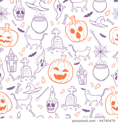Halloween seamless pattern background vector Halloween seamless pattern background vector 44740479