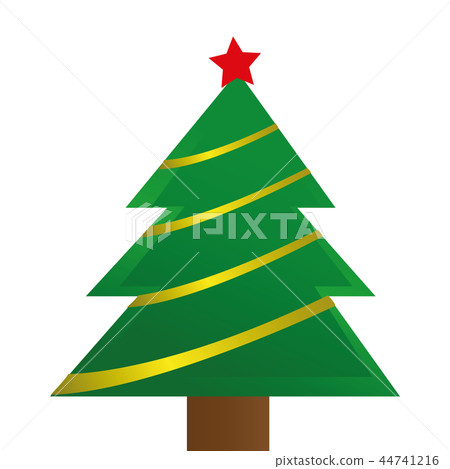 golden decorated christmas tree with red star - Stock Illustration ...