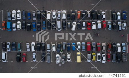 Car parking lot viewed from above, Aerial view. Top view Car parking lot viewed from above, Aerial view. Top view 44741261
