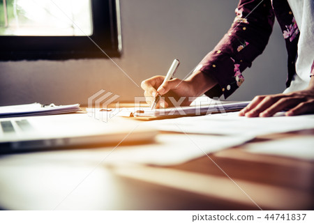 Business man working with document financial Business man working with document financial 44741837