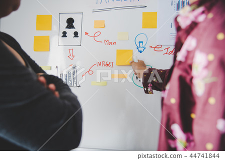 Businessmen are presenting her ideas Businessmen are presenting her ideas 44741844