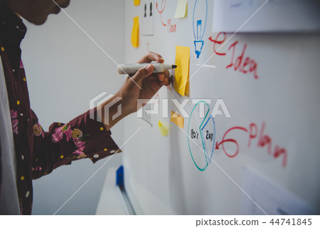 Businessmen are presenting her ideas Businessmen are presenting her ideas 44741845