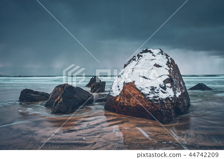 Skagsanden beach, Lofoten islands, Norway 44742209