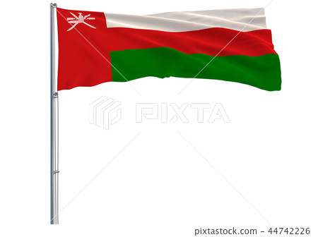 Isolate flag of Oman on flagpole Isolate flag of Oman on flagpole 44742226