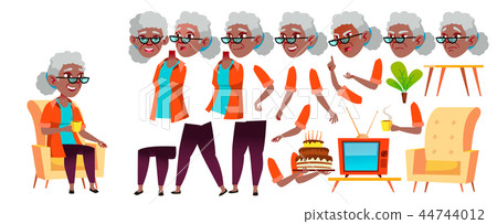 Old Woman Vector. Black. Afro American. Senior Person Portrait. Elderly People. Aged. Animation Old Woman Vector. Black. Afro American. Senior Person Portrait. Elderly People. Aged. Animation 44744012