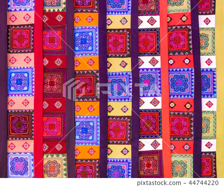 Multicolored ethnic curtains with geometric shapes Multicolored ethnic curtains with geometric shapes 44744220