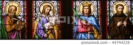 Christian art nouveau stained glass window Christian art nouveau stained glass window 44744226