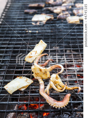 octopus is preparing on grill 44745185