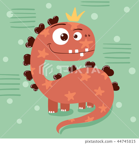 插图素材 little princess cute dino funny illustration.