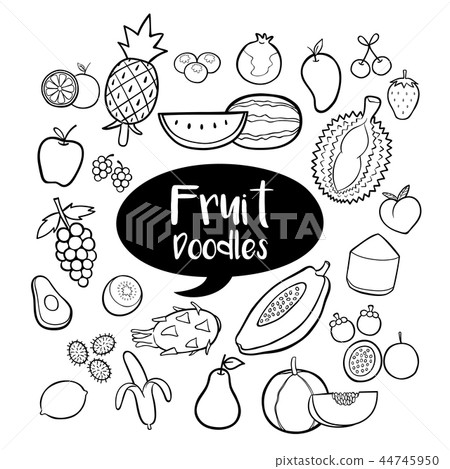 Fruit elements with hand drawn doodles Fruit elements with hand drawn doodles 44745950