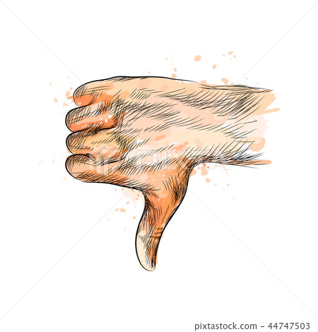Hand gesture, thumbs down hand 44747503