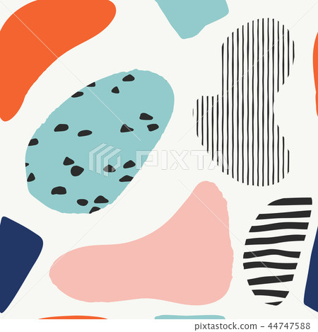 Trendy vector seamless pattern with abstract forms. 44747588