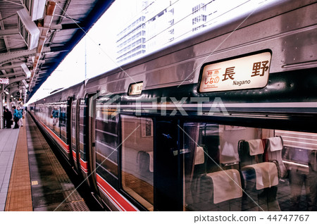 Shinano train with Nagano destination sign 44747767