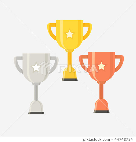 Gold Silver Bronze trophy cup set vector - Stock Illustration [44748754 ...