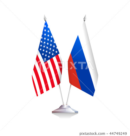 Flags of USA and Russia on white background Flags of USA and Russia on white background 44749249