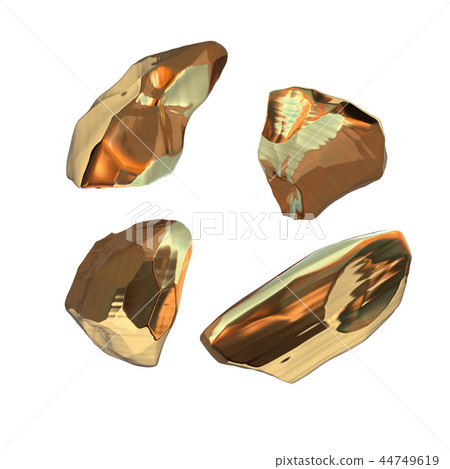 Set of golden nuggets isolated on white background. Different bars closeup wealth rich mining Set of golden nuggets isolated on white background. Different bars closeup wealth rich mining 44749619