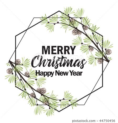 Christmas frame with pine branches - Stock Illustration [44750456] - PIXTA