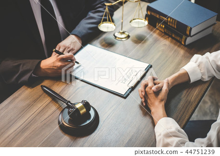 Businesswoman and Male lawyer or judge consult having team meeti 44751239