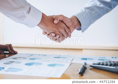 Business team greeting and finishing up a meeting, Two Business Business team greeting and finishing up a meeting, Two Business 44751284