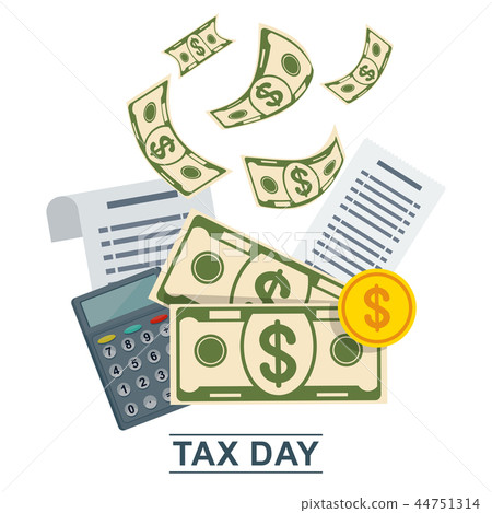 Tax day concept. Stack of money o Tax day concept. Stack of money o 44751314