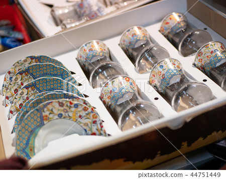 set of tea saucers and glass cups set of tea saucers and glass cups 44751449