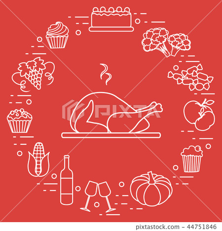Happy Thanksgiving cartoon objects Fall symbols 44751846