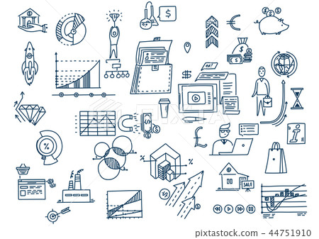 Hand drawn business planning symbols doodle elements. 44751910