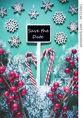 Vertical Christmas Sign,Lights, Text Save The Date 44752001