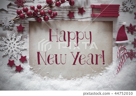 Red Christmas Decoration, Snow, Happy New Year 44752010