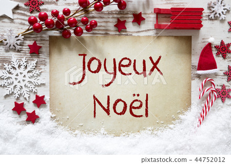 Decoration, Snow, Joyeux Noel Mean Merry Christmas 44752012