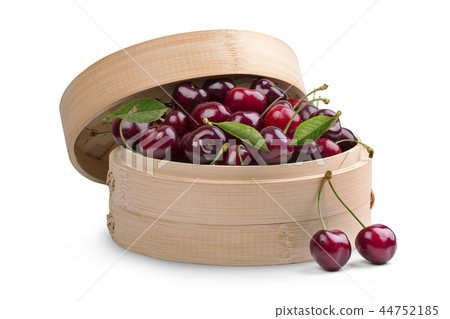 Basket of ripe cherries 44752185