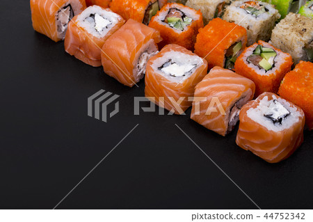 Big sushi set on black background 44752342