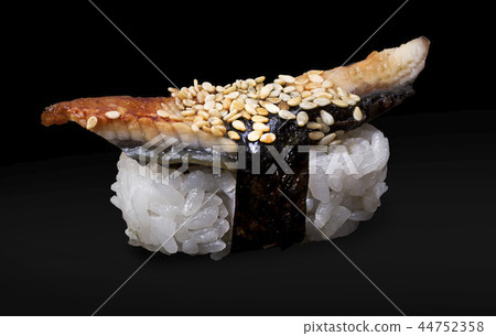 One Eel Sushi on a black background 44752358