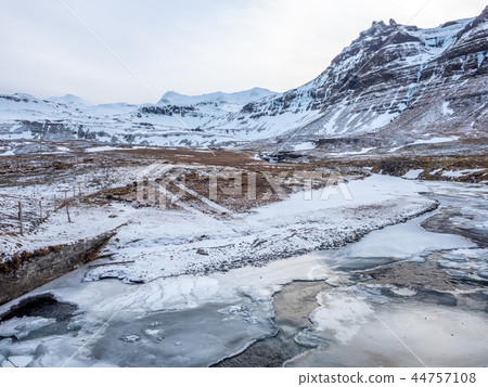 Scene view around Kirkjufell in winter, Iceland 44757108